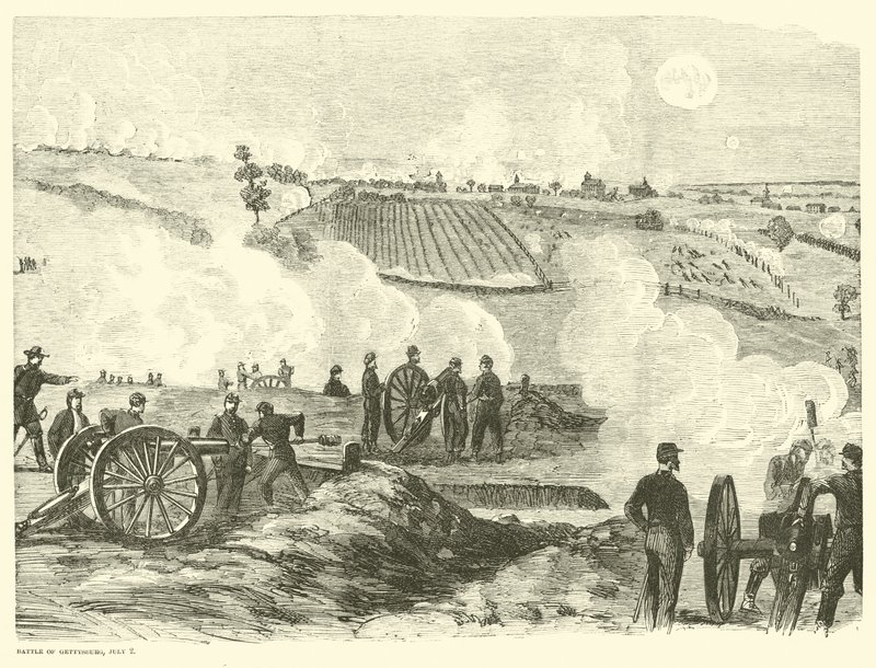 Posición de la Unión cerca del centro, Batalla de Gettysburg, 2 de julio, julio de 1863 de American School