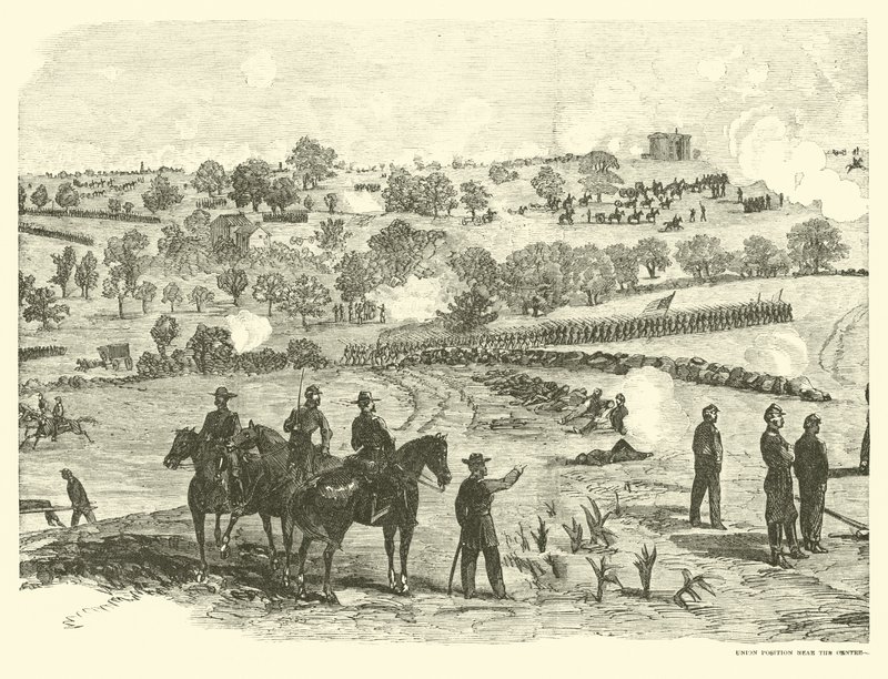 Posición de la Unión cerca del centro, Batalla de Gettysburg, 2 de julio, julio 1863 de American School