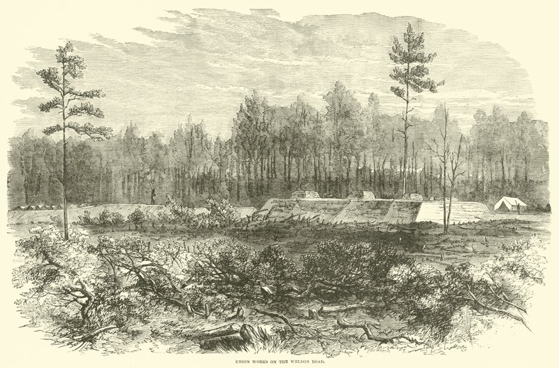 Obras de la Unión en la carretera de Weldon, agosto 1864 de American School