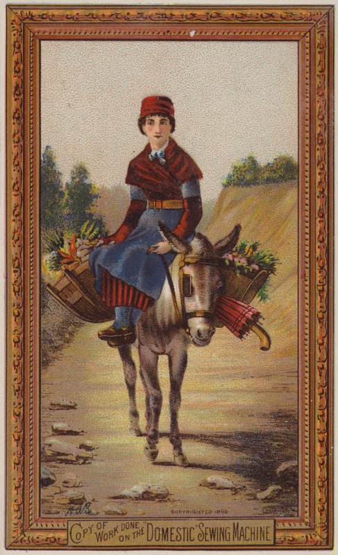 Mujer montando en burro de American School