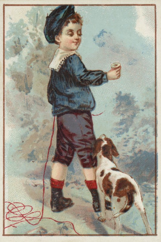 Niño joven con perro de American School