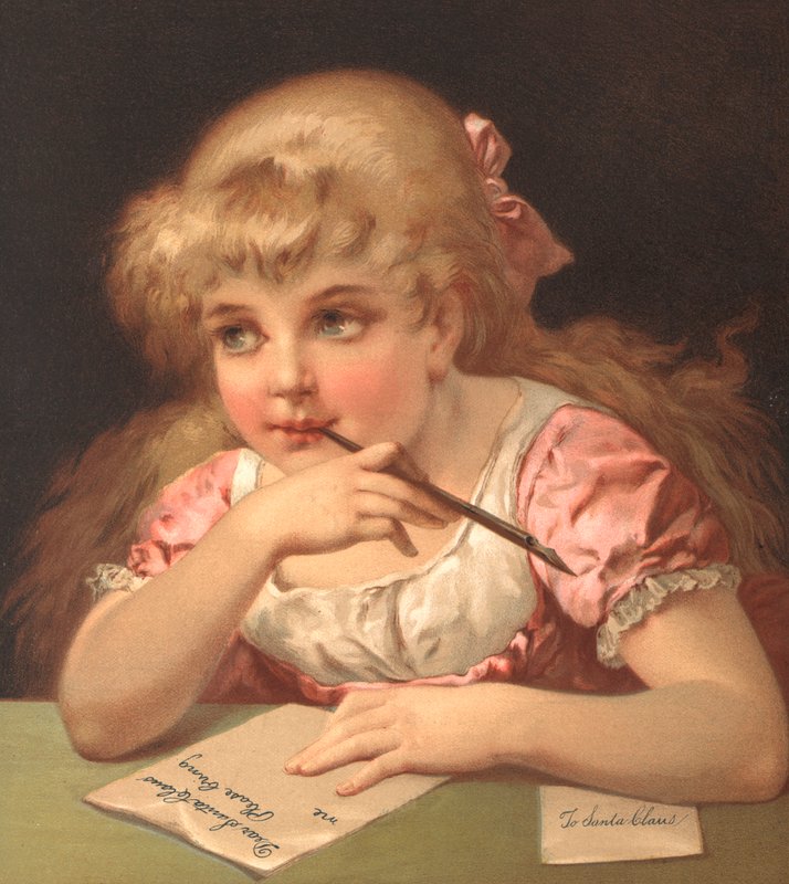 Niña escribiendo una carta a Santa Claus de American School