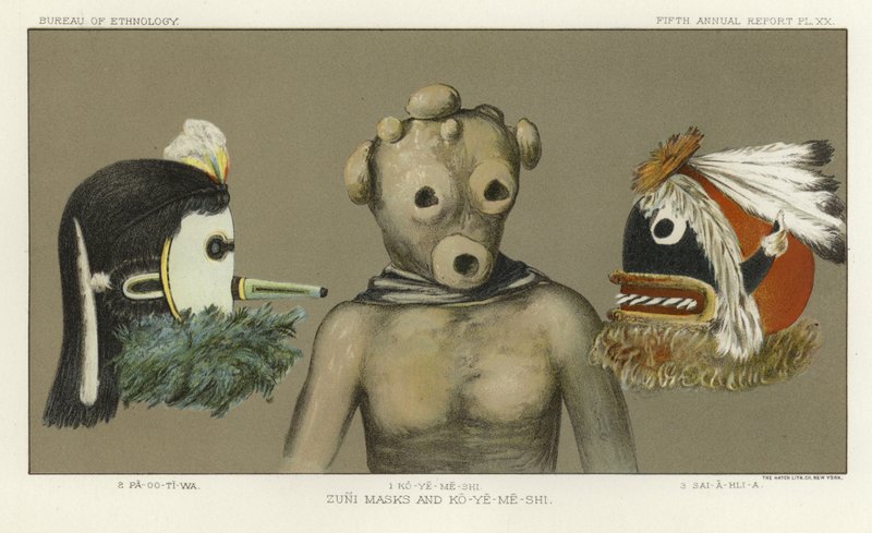 Máscaras Zuni y Ko-Ye-Me-Shi de American School