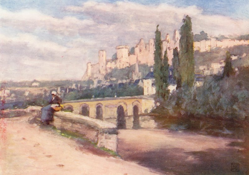 Chinon desde el muelle (litografía en color) de Amy B. Atkinson