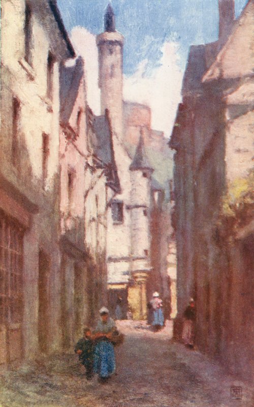 Rue du Grand Carroi, Chinon (litografía en color) de Amy B. Atkinson