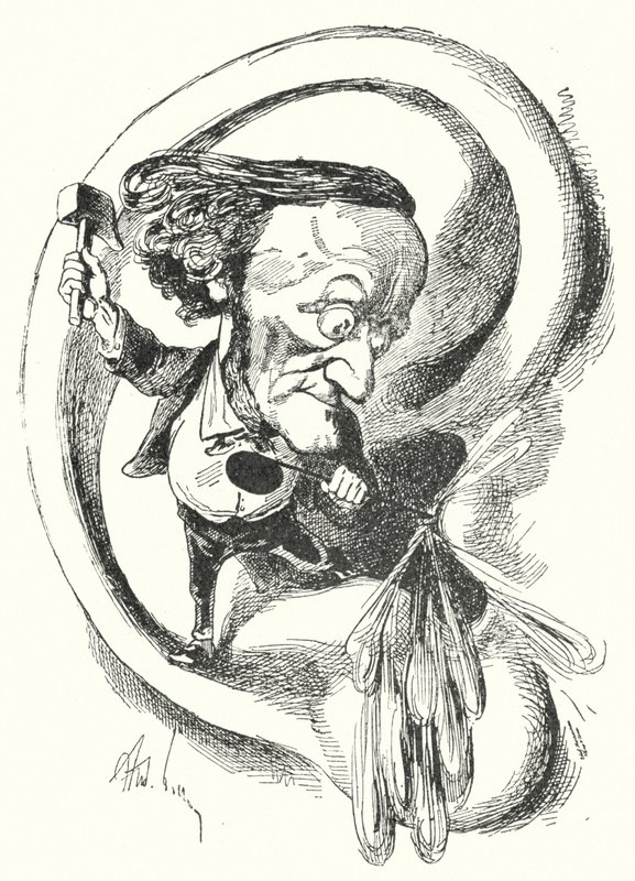 Caricatura del compositor alemán Richard Wagner de Andre Gill