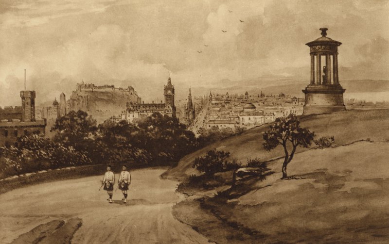 Edimburgo: desde el monumento de Dugald Stewart, Calton Hill (lito) de Andrew Allan