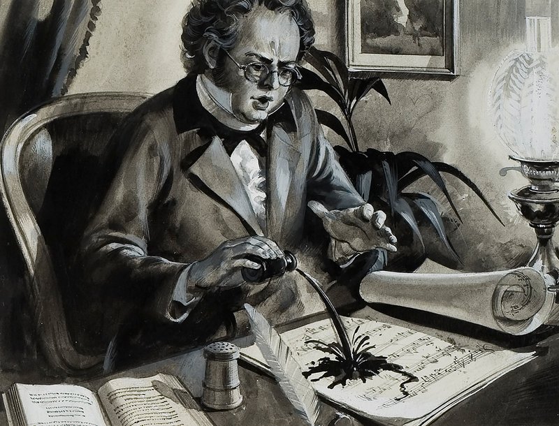 Retrato de Franz Schubert (gouache sobre papel) de Andrew Howat