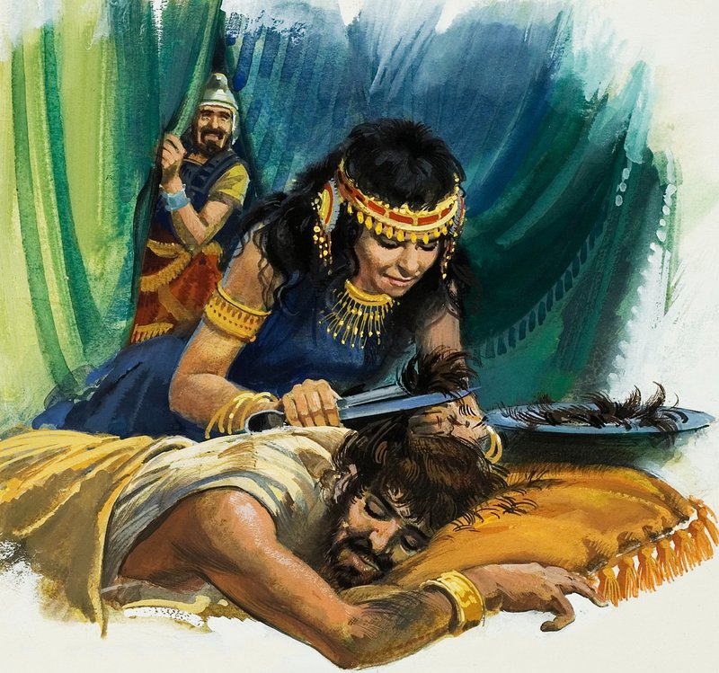 Sansón y Dalila (gouache sobre papel) de Andrew Howat