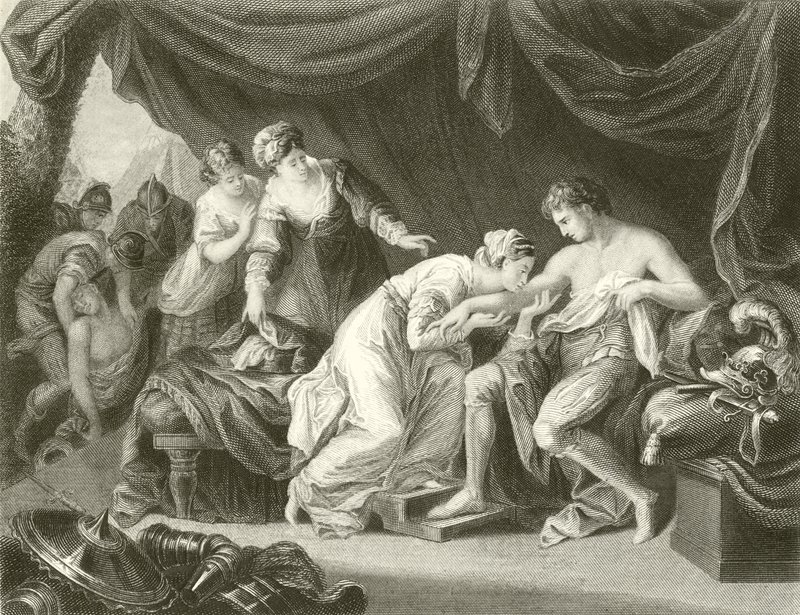 Veneno succionado de la herida del príncipe Eduardo por su consorte Leonor de Angelica Kauffmann