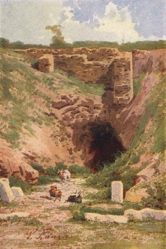 Estadio antiguo en ruinas, Atenas (litografía en color) de Angelos Giallinos