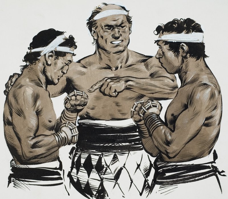 Boxeo (gouache sobre papel) de Angus McBride