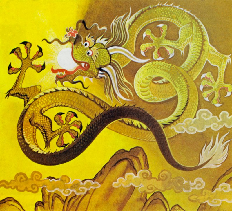 Dragones chinos (litografía en color) de Angus McBride