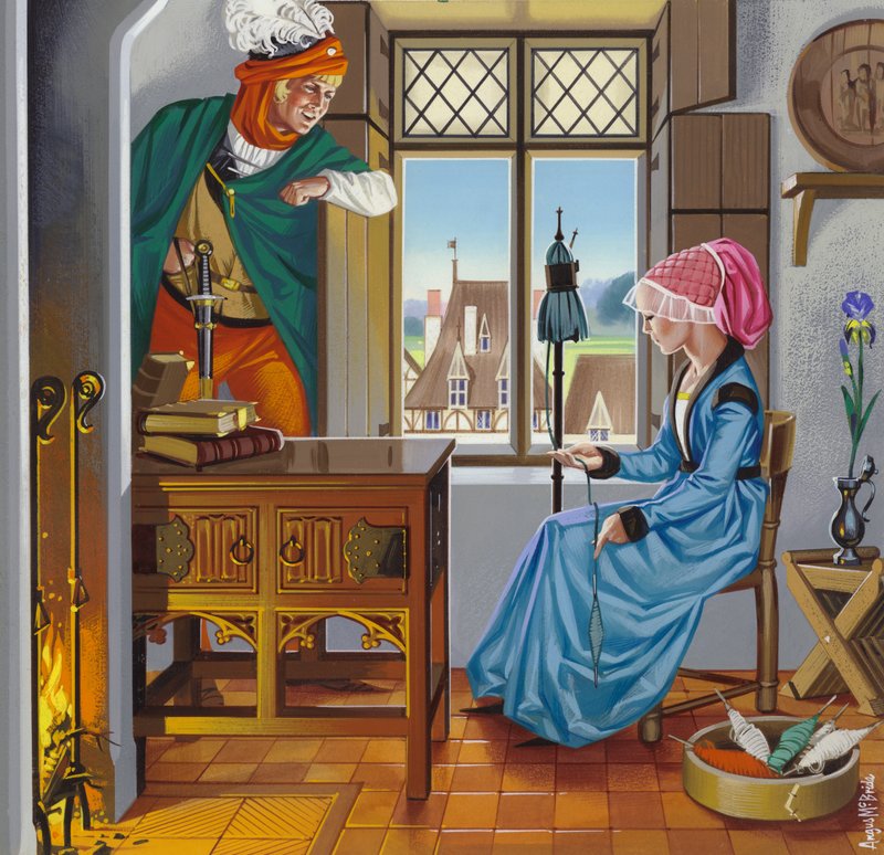 Casa alemana de finales del siglo XV (gouache sobre papel) de Angus McBride