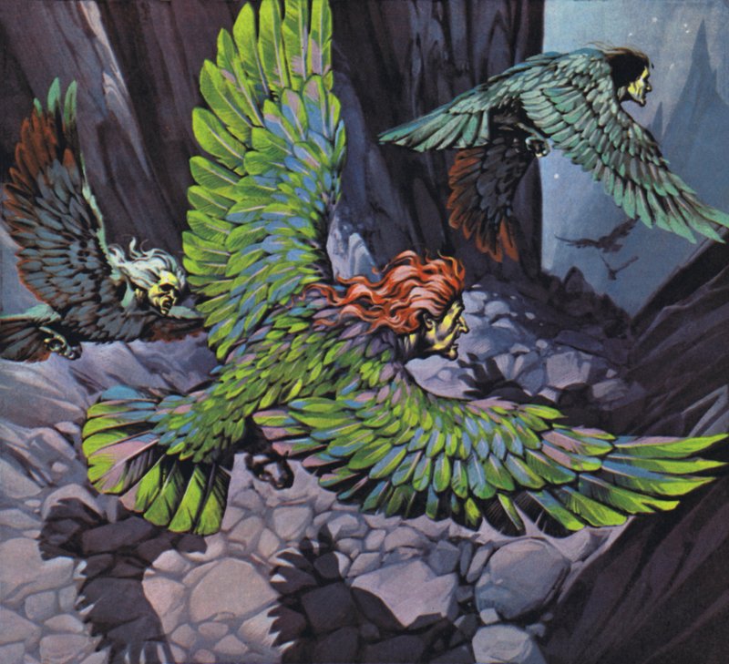 Arpías (litografía en color) de Angus McBride