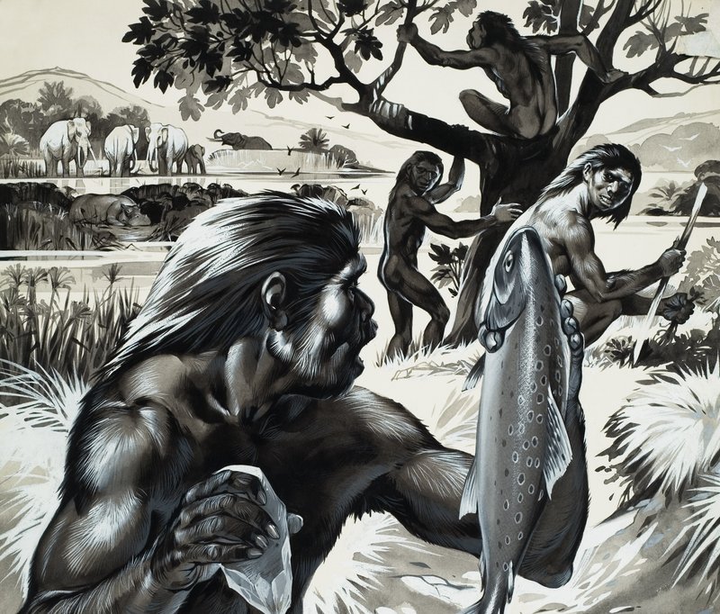 Mankind in the Making (gouache sobre papel) de Angus McBride