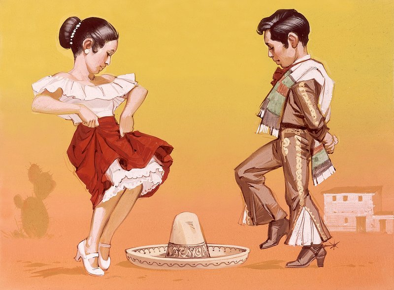 Niños mexicanos con su traje nacional de Angus McBride