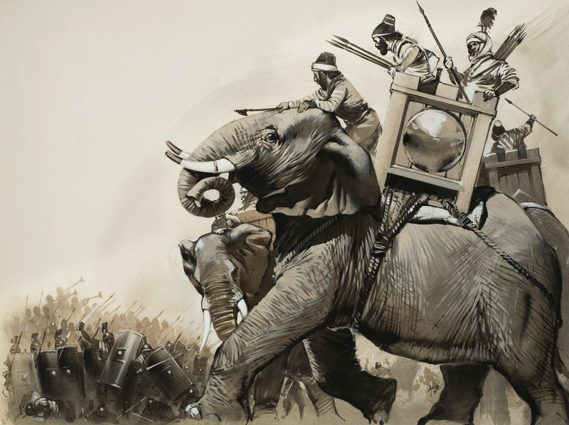 La batalla de Zama en 202 a.C. (gouache sobre papel) de Angus McBride
