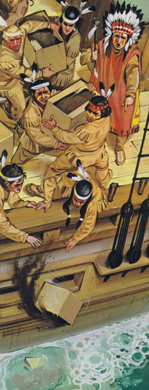The Boston Tea Party (litografía en color) de Angus McBride