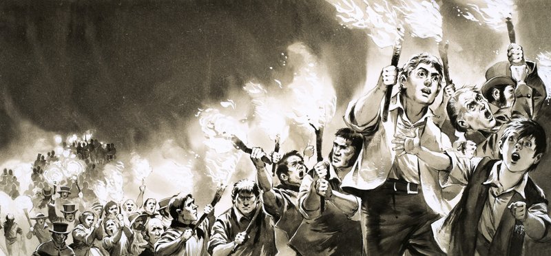 Desfile de antorchas a favor de la Liga contra la Ley del Maíz de Angus McBride