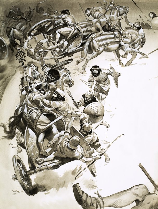 Escena de batalla no identificada de Angus McBride