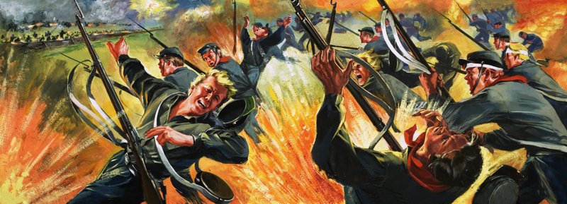 Escena de batalla no identificada, probablemente de la Guerra Civil estadounidense de Angus McBride