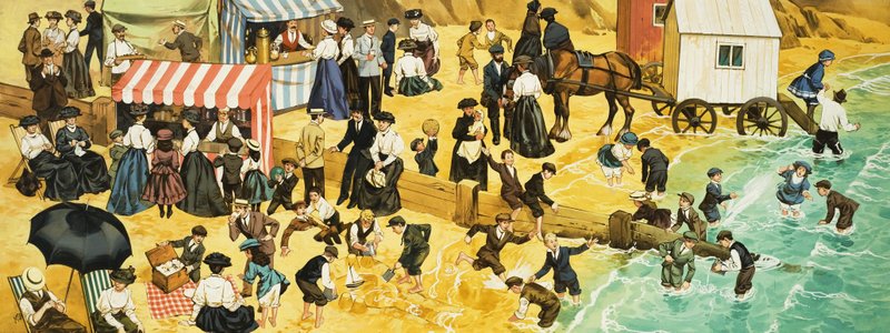 Escena de playa victoriana o eduardiana de Angus McBride