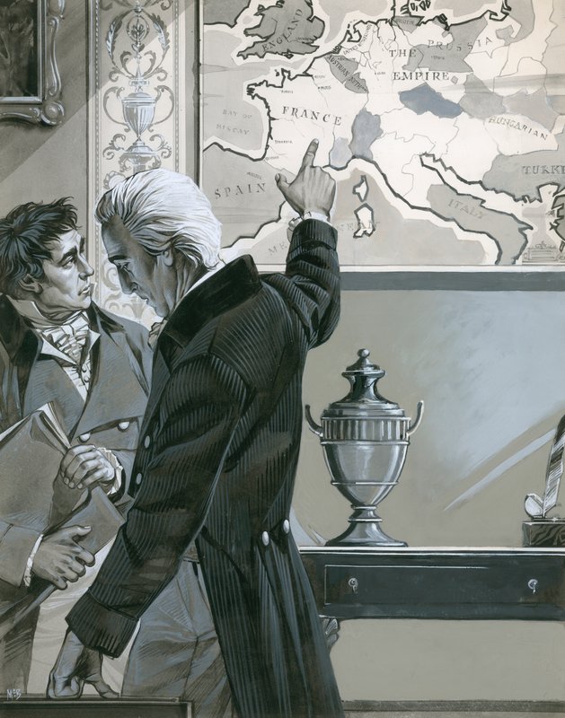 William Pitt señalando el mapa de Francia de Angus McBride
