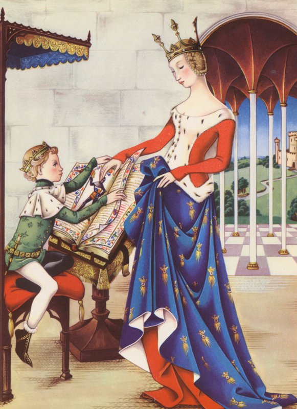 Ricardo II y su madre, la bella doncella de Kent (litografía en color) de Anne & Johnstone Janet (1928 79) Johnstone