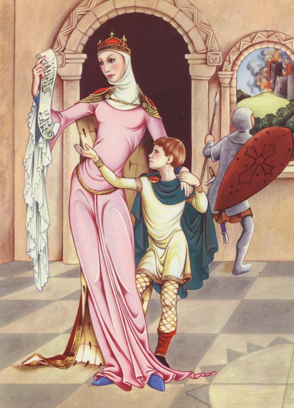 La reina Matilde y su hijo Enrique (litografía en color) de Anne & Johnstone Janet (1928 79) Johnstone