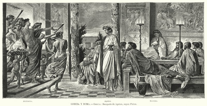 Banquete de Agatón, Antigua Grecia, según Platón de Anselm Feuerbach