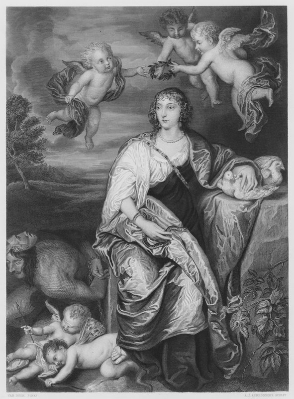 La Dama Digby, del cuadro en la Colección Real (grabado) de Anthony van (after) Dyck