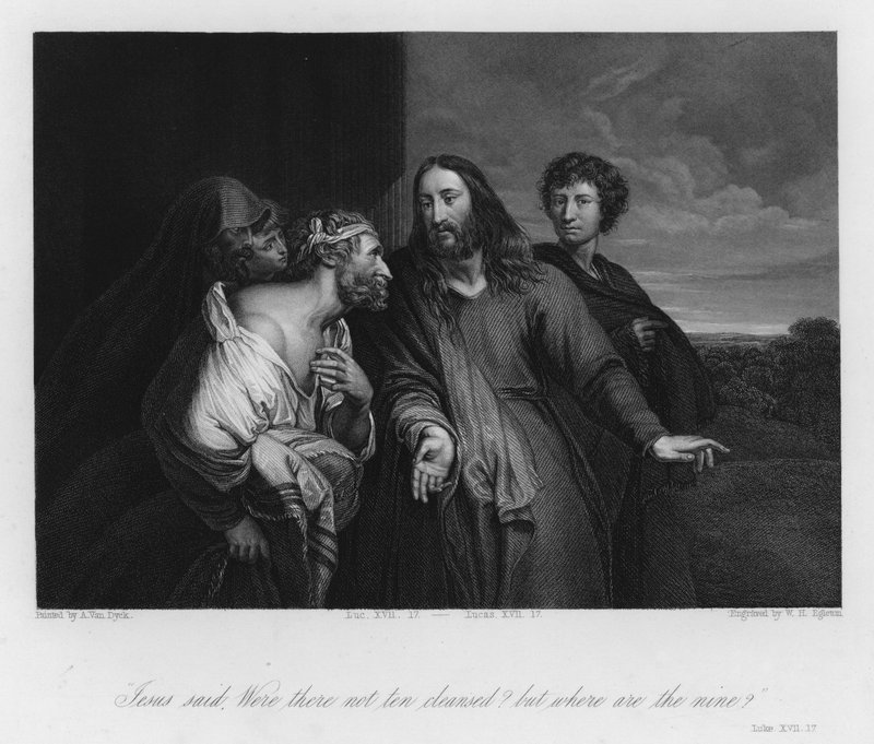 El leproso glorificando a Dios, Lucas XVII de Anthony van (after) Dyck