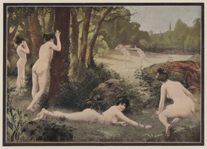 Juegos en el campo (litografía en color) de Antoine Auguste Thivet