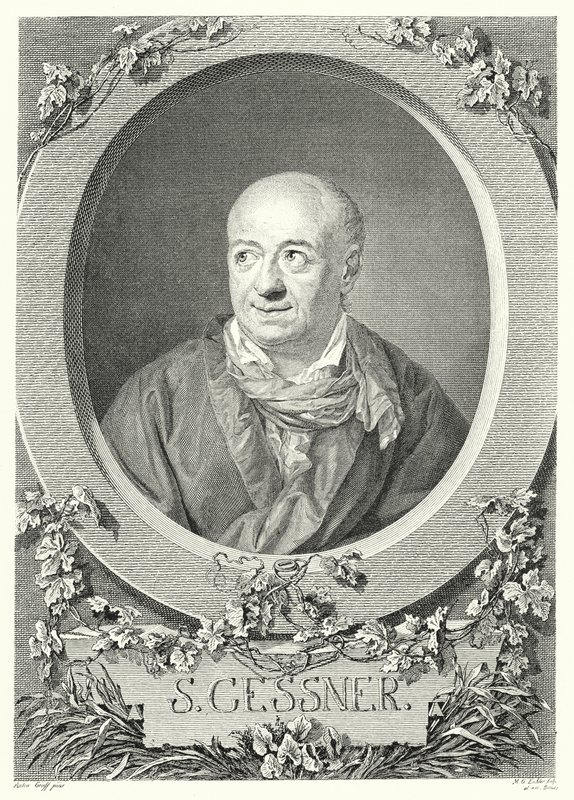 Salomon Gessner, pintor y poeta suizo (grabado) de Anton (after) Graff