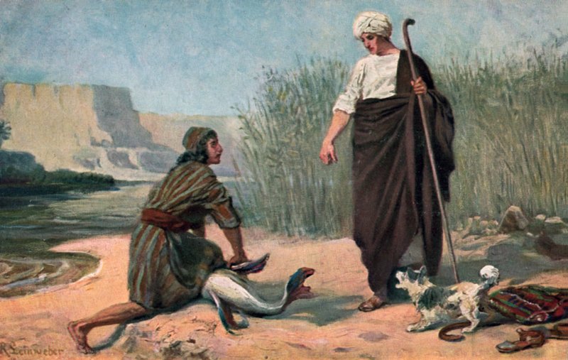 Tobías y el ángel (litografia en color) de Anton Robert Leinweber