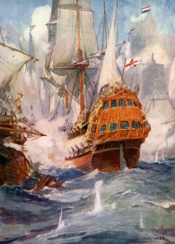 Robert Blake y el Almirante Van Tromp de Archibald Bertram (after) Webb