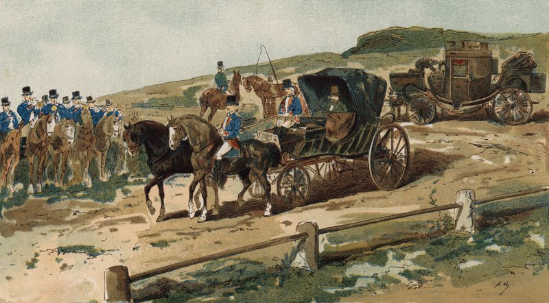 Postillones, carruaje y coche de correos, Países Bajos, siglo XIX de Armand Jean Heins