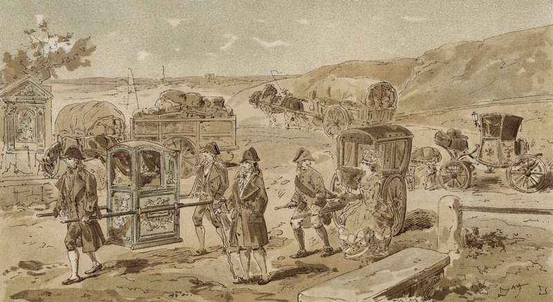 Silla de manos, carro pesado, vinagreta y cupé, Países Bajos Austríacos, siglo XVIII de Armand Jean Heins