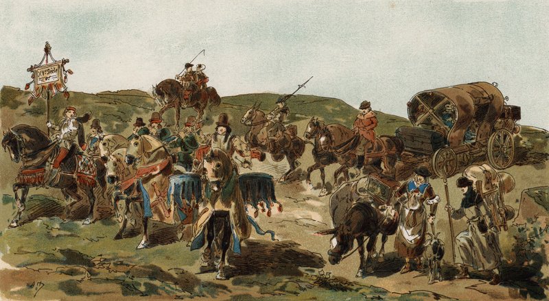 Carro y escolta, época de los Duques de Borgoña, siglo XV de Armand Jean Heins