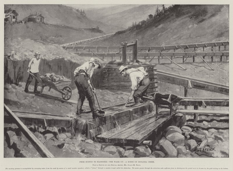 De Euston a Klondike, el lavado, una escena en Bonanza Creek de Arthur David McCormick