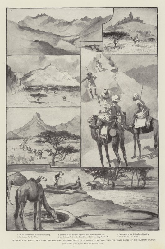 El avance en Sudán, el viaje de cinco corresponsales de guerra de Berber a Suakim, por la ruta comercial del este de Sudán de Arthur David McCormick