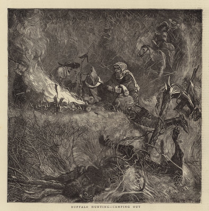 Caza de búfalos, acampando de Arthur Boyd Houghton