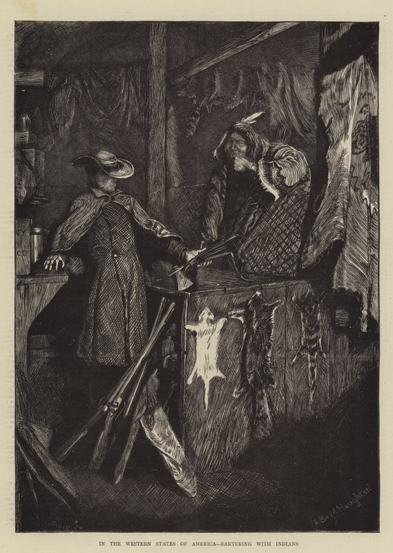En los Estados del Oeste de América, trueque con Indios de Arthur Boyd Houghton