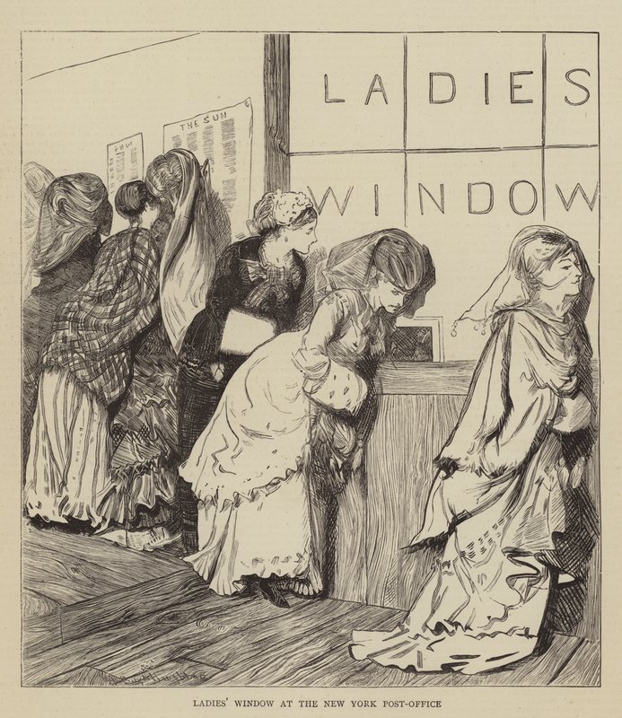 Ventana de damas en la oficina de correos de Nueva York de Arthur Boyd Houghton