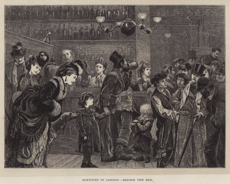Bocetos en Londres, ante el bar de Arthur Boyd Houghton