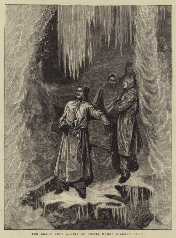 El Gran Duque Alexis de Rusia bajo las Cataratas del Niágara de Arthur Boyd Houghton