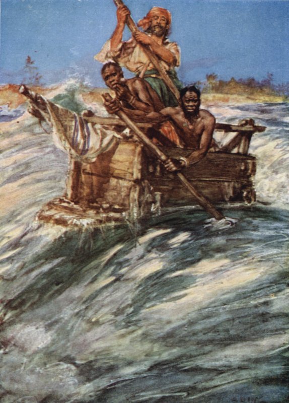 Andrew Battell cruzando la barra en la desembocadura del Mbengo de Arthur David McCormick