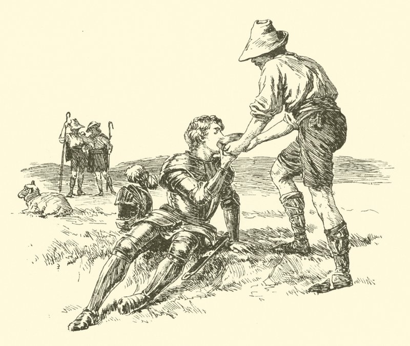 Sir Calidore, caballero de la cortesía, la búsqueda de la bestia flagrante de Arthur George Walker