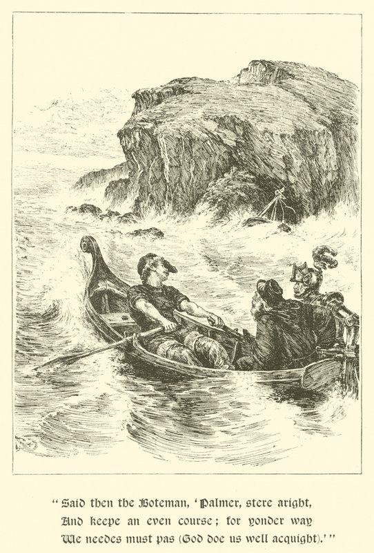Sir Guyon, La Roca del Reproche (grabado) de Arthur George Walker